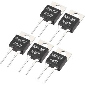 uxcell Normally Open Temperature Switch, KSD-01F Thermal Switch Thermostat Temperature Controller 60℃ N.O 5pcs