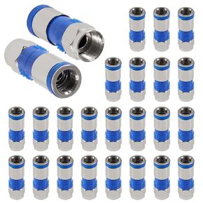 25pcs RG6 Compression Connectors RG6 F Type Connector Coax Coaxial Compression Fitting with Weather Seal O Ring and Water Tight Grip(Black)