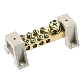 MECCANIXITY Terminal Ground Bar Screw Block Barrier Brass 11 Positions with Bracket for Electrical Distribution 2 Pcs