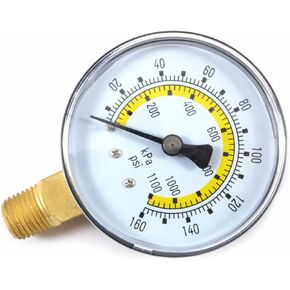 Forney 75554 Pressure Gauge with Bottom Mount, Air Line, 2-1/4-Inch Face, 1/4-Inch NPT, 0-160 PSI