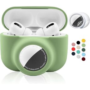 حافظة واقية 2 في 1 لمجموعة حامل بطاقات الهواء Apple AirPods Pro، حافظة Airpods Pro AirTag من السيليكون الناعم مع واقي شاشة من قطعتين، مضادة للخدش ومضادة للسقوط ومضادة للصدمات ومتينة (أسود) in Kuwait