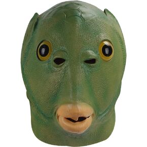 Animal mask Green Murloc Headgear Green Head Monster Mask Monster Beast Golden Crucian Carp Cos Props Latex Film Makeup Alien Headgear Funny Props