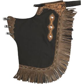 HILASON Bull Riding Chinks Chaps Adult Pro Rodeo Bronc Genuine Leather