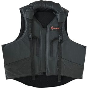 HILASON Safety Bull Riding Vest Protective Leather Black| Leather Vest| Riding Vest Equestrian| Horse Riding Protective Vest