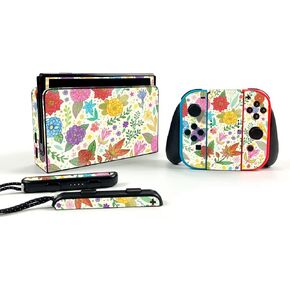 MightySkins Glossy Glitter Skin Compatible with Nintendo Switch OLED - Flower Garden | Protective, Durable High-Gloss Glitter Finish | Easy to Apply and Change Styles | Made in The USA