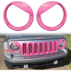 for Jeep Accessories Bezels Front Light Headlight Angry Bird Style Trim Cover ABS Compatible with Jeep Patriot 2011-2017 Model Mods Decor (Black)