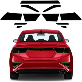 Precut Vinyl Overlay Tint Kit Film Fit for Kia Forte 2019 2020 2021 Taillights Reflector Light with Gloss Dark Smoke Wrap Cover Vinyl Decals Exterior Parts and Accessories