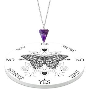 Butterfly Board Dowsing Divination Pendulum Witchcraft Altar Supplies with Crystal Necklace Metaphysical Message Witch Stuff Ceramic Pendulum Board Pendulum Crystal for Beginner