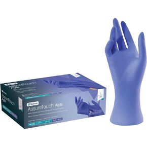 Medicom AssureTouch Agile Nitrile Gloves with Fingertip Grips 100pc, Blue Multi-Use Nitrile Disposable Gloves Without Powder