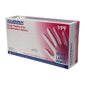 Adenna VPF236 VPF 3.5 mil Vinyl Powder Free Exam Gloves (Translucent, Large) Box of 100