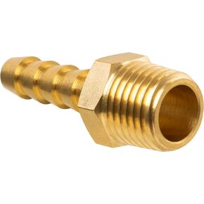 JUWO Brass Hose Barb Fitting, 1/4" Barb x 1/4" NPT Male Pipe Adapter Connector, Ideal for Air, Gas, Fuel, Oil