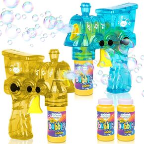 ArtCreativity Light Up Bubble Gun Train, Bubble Gun Blasters and 4 Bottles of Bubble Fluid, Bubble Guns for Kids Ages 4-8, Small Bubble Guns for Toddlers 1-3, Bubbles for Girls & Boys (Pack of 2)