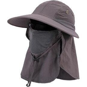 Fishing Hat for Men & Women, Outdoor UV Sun Protection Wide Brim Hat with Face Cover & Neck Flap