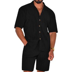 Men's 2 Piece Outfits Corduroy Casual Long Sleeve Shirt Pant Sets Fall Fashion Tracksuits