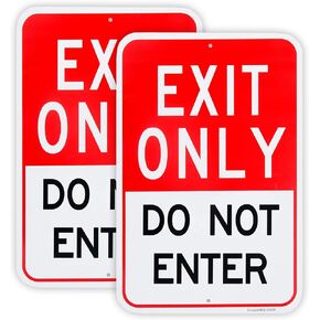 2-Pack Large Exit Only Do Not Enter Sign, 18"x 12" .04" Aluminum Reflective Sign Rust Free Aluminum-UV Protected and Weatherproof