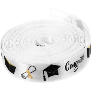 Lurrose 1 Roll Graduation Season Packaging Tape Congrats Grad Ribbon 2024 Graduation Ribbon Bow Making Ribbon Gift Warping Ribbon Gift Wrapping Ribbon Graduation Hat Polyester Flash White