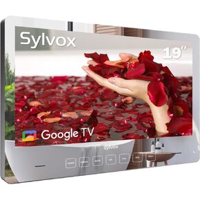 SYLVOX 19'' Smart TV Bathroom Magic Mirror Waterproof LED TV 1080P 500NITS High Brightness Dual Front Speakers Wall mounting Suitable for Bathrooms,Hotels,Saunas