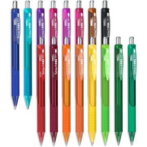 Gel Pens Set, 16 Colored Retractable Gel Ink Medium Point Colorful Pens with Comfort Grip, Smooth Writing for Journal Notebook Planner in School Office Home by Smart Color Art