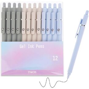 12pcs Cute Gel Pens, Black Ink 0.5mm Fine Point Smooth Writing Pens Aesthetic School Office Supplies for Journaling Note Taking