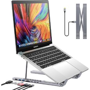 USB C Laptop Docking Station Stand, USB C Dock Tablet Stand, 7 in 1 USB C Hub with 4K HDMI, 2 USB 3.1, PD 100W, Universal Docking Station for MacBook Pro/Air/Dell/HP/Surface/Lenovo, Plug and Play