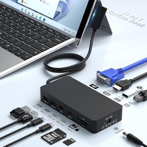 Surface Dock, Microsoft Surface Docking Station, Surface Triple Display (4K HDMI +VGA) Dock, Surface pro Accessories for Surface Pro 10/9/8/X/7/6/5/4, Surface Book 3/2/1, Surface Laptop go/6/5/4/3/2/1