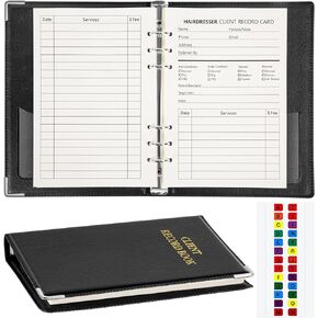 Moogovgi Hair Stylist Client Profile Book,Client Record Refillable Notebook Binder with Client Profile Cards (80 Sheets Client Record Cards)