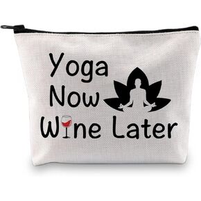 JNIAP Yoga Lover Gift Yoga Makeup Bag Yoga Now Wine Later Meditation Gifts Yoga Instructor Teacher Thank You Gifts (Makeup Bag)