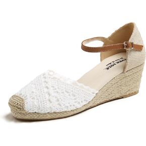 FEVERSOLE Close Toe Espadrilles Women's Comfort Breathable Slip On Flats Shoes