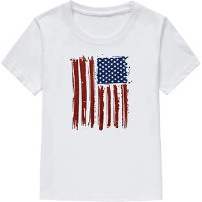 Kids Boys 4th of July Shirts Toddler American Flag T-Shirt Girls Patriotic Short Sleeve Tees Cotton Top Clothes 1-7T in Kuwait