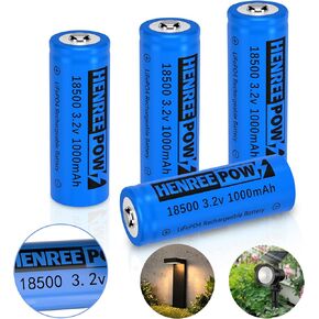 Henreepow 3.2v AA 600mAh Rechargeable Battery, LiFePo4 Double A Rechargeable Battery Low Self-Discharge, 3.2v Rechargeable Batteries for Solar Lights, Wall Lantern, Solar Post Lights（AA-3.2v-600mAh）