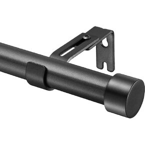 Curtain Rods for Windows 48 to 84 Inch (4-7 Feet), 1 Inch Diameter Black Curtain Rod with End Cap Style Design, Adjustable Heavy Duty Drapery Rods, Black