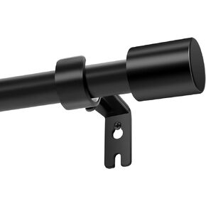 Small Curtain Rods for Windows 16 to 28 Inches, Adjustable Black Curtain Rod for Outdoor 1 Inch Heavy Duty Modern Window Rods with Aluminum End Caps for Farmhouse Kitchen Bedroom Living Room