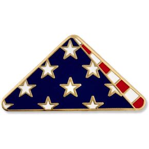 PinMart's Folded American Flag Memorial Veteran Lapel Pin on Instruction Card - Patriotic Enamel Pins for Clothing, Hats, Backpacks and Bags - Memorial Day Pins for Men and Women