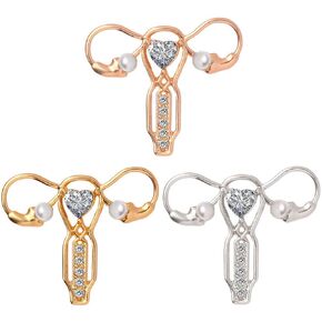 3 Pics Personality Human Body Organ Uterus Rhinestones Brooch Pin Doctor Nurse Clothing Jacket Jewery Gift