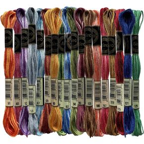 Magical Color Variations Floss Pack Six Strand Embroidery Variegated Cross Stitch Threads, Multi Color Set B, Pack of 18 Skeins