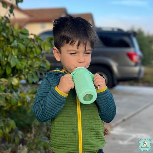 Glass Sippy Cup for Toddlers - The Luca | Spill-proof | Silicone Straw | Indigo Purple | 8 oz | Liquids Never Touch Plastic | Removable Handles in Saudi Arabia