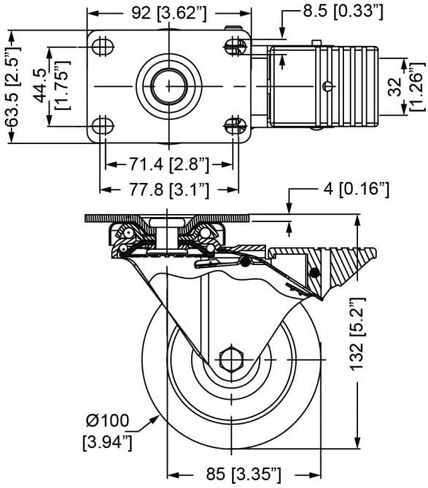Penn Elcom Casters with for Heavy Duty Roadcases, Flightcases, and Heavy Equipment (Caster Single (1 Braking Caster)) in Saudi Arabia