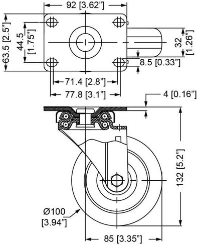 Penn Elcom Casters with for Heavy Duty Roadcases, Flightcases, and Heavy Equipment (Caster Single (1 Braking Caster)) in Saudi Arabia