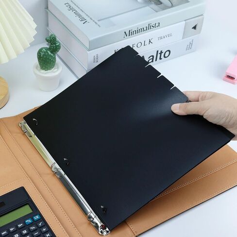 فواصل بلاستيكية سوداء لـ 3 مجلدات حلقية، وفواصل 8 علامات تبويب، و3 فواصل حلقات مع علامات تبويب، وعلامات تبويب مثالية للاستخدام في المدرسة أو المكتب (أسود - 10 عبوات) in Saudi Arabia
