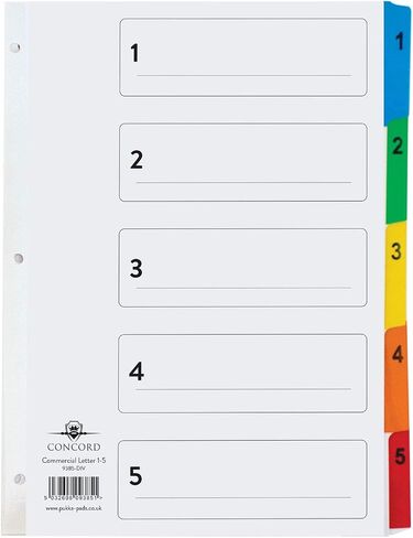 Pukka Pad 5 Part Dividers - 1 Pack of 5 Tab Set, 3-Ring Binder Compatible, 8 1/2 x 11 Inches - Numbers in Saudi Arabia