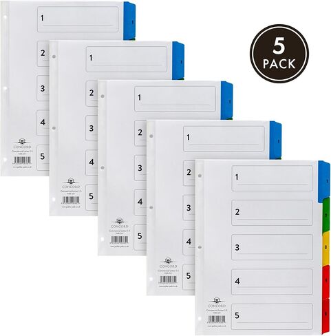 Pukka Pad 5 Part Dividers - 1 Pack of 5 Tab Set, 3-Ring Binder Compatible, 8 1/2 x 11 Inches - Numbers in Saudi Arabia