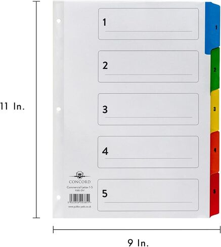 Pukka Pad 5 Part Dividers - 1 Pack of 5 Tab Set, 3-Ring Binder Compatible, 8 1/2 x 11 Inches - Numbers in Saudi Arabia