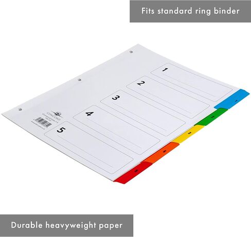 Pukka Pad 5 Part Dividers - 1 Pack of 5 Tab Set, 3-Ring Binder Compatible, 8 1/2 x 11 Inches - Numbers in Saudi Arabia