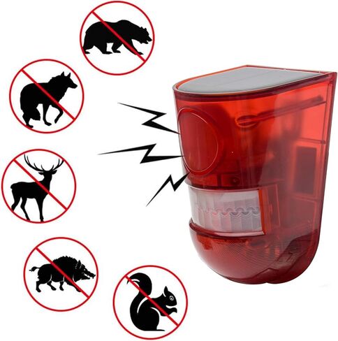 مستشعر حركة الصوت والضوء بالطاقة الشمسية 110 ديسيبل تنبيه صوت صفارة الإنذار و6 مصابيح LED فلاش تحذير ستروب نظام إنذار أمان لفيلا المزرعة in Kuwait