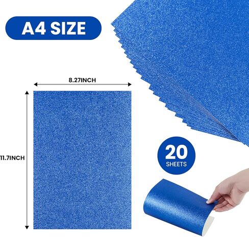 20 Sheets Light Blue Glitter Cardstock Paper, A4 Thick Glitter Craft Paper for Scrapbook DIY Art Project Greeting Cards Wedding Birthday Party Decoration 250GSM (Light Blue) in Saudi Arabia