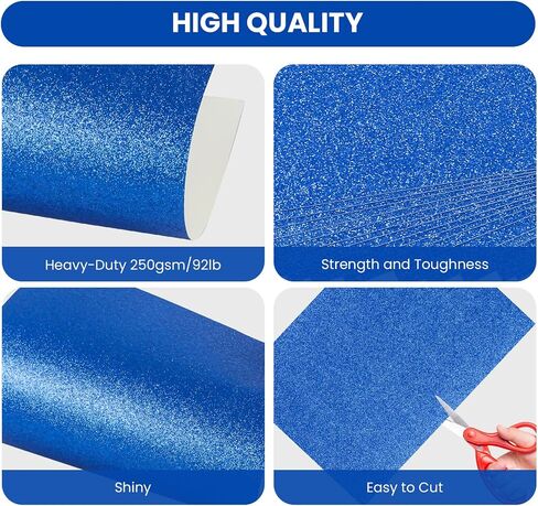 20 Sheets Light Blue Glitter Cardstock Paper, A4 Thick Glitter Craft Paper for Scrapbook DIY Art Project Greeting Cards Wedding Birthday Party Decoration 250GSM (Light Blue) in Saudi Arabia