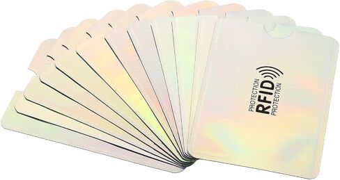 أكمام حجب PATIKIL RFID، 12 قطعة من الألومنيوم لمنع سرقة الهوية وبطاقات الائتمان وحوامل حماية آمنة لمحفظة NFC، فضي in Kuwait
