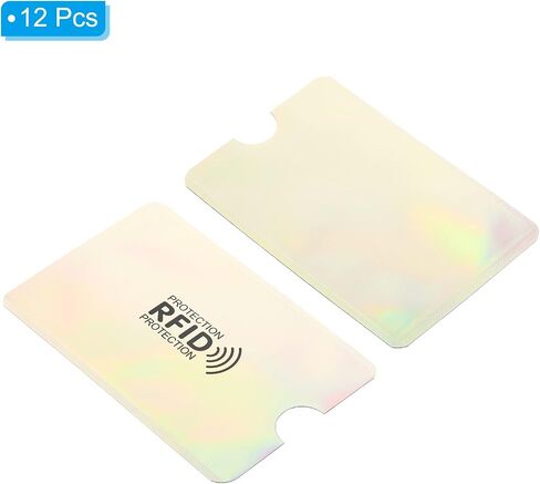 أكمام حجب PATIKIL RFID، 12 قطعة من الألومنيوم لمنع سرقة الهوية وبطاقات الائتمان وحوامل حماية آمنة لمحفظة NFC، فضي in Kuwait