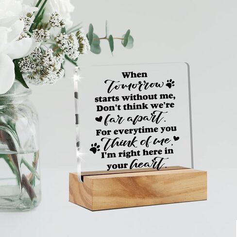 هدية تعاطف للحيوانات الأليفة من الأكريليك لفقدان أحد أفراد أسرته، هدايا تذكارية للفجيعة، ديكور مكتب، ذكرى الكلب، تعزية، ديكور شفاف من الأكريليك، لوحة مكتبية مع حامل خشبي للمكتب المنزلي in Saudi Arabia