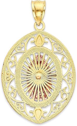 Solid 10k Tricolor Gold Virgen De Guadalupe Pendant for Necklace Virgin Mary Charm Catholic Gift for Her in Kuwait